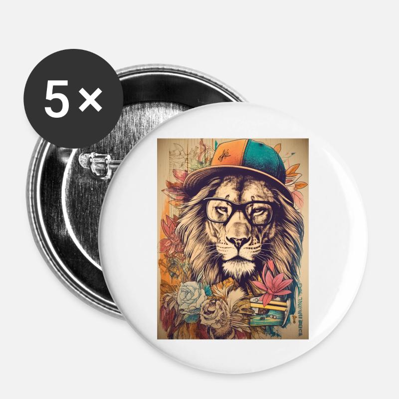 Animal Style - Buttons large 2.2''/56 mm (5-pack) - white