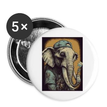 Tierischer Stil - Buttons groß 56 mm (5er Pack) - Weiß - Vorne