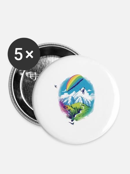Gleitschirmfliegen Cedric - Buttons groß 56 mm (5er Pack) - Weiß
