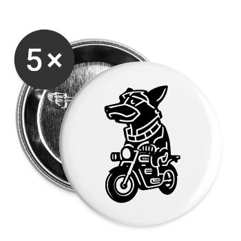 Funny dog biker - Buttons large 2.2''/56 mm (5-pack) - white - Front