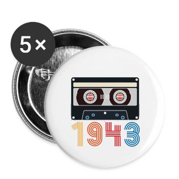 1943 Vintage Jubiläum Retro Limitierte Auflage - Buttons groß 56 mm (5er Pack) - Weiß - Vorne