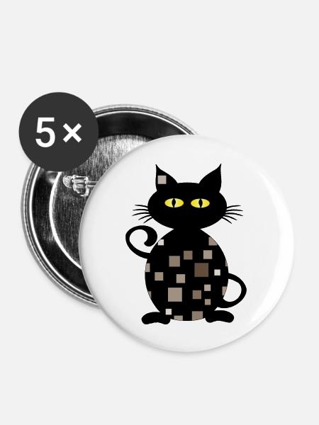 Katze - Buttons groß 56 mm (5er Pack) - Weiß