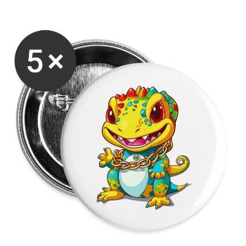 Lézard d’or - Lot de 5 grands badges (56 mm) - blanc - Devant