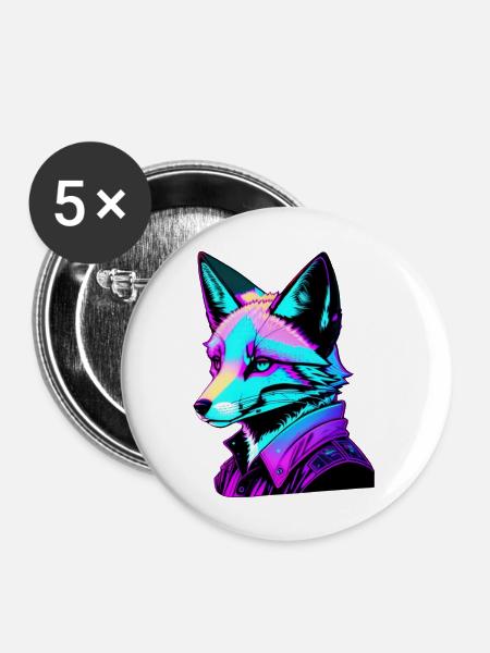 Fuchs Design Future Space bunt - Buttons groß 56 mm (5er Pack) - Weiß