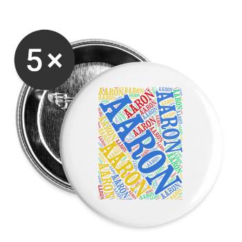 Aaron T-Shirt Word Cloud Gift T-Shirt - Buttons large 2.2''/56 mm (5-pack) - white - Front
