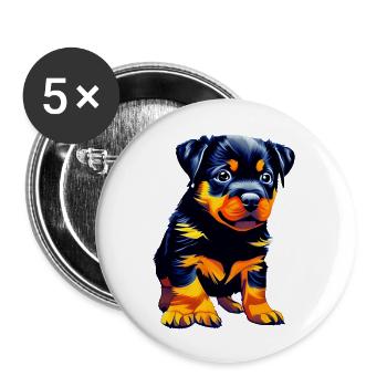 Chiot Rottweiler Chien Rottweiler Puppy Dogs - Lot de 5 grands badges (56 mm) - blanc - Devant