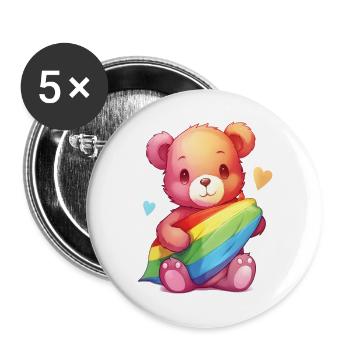Love is a Bear Necessity - Buttons large 2.2''/56 mm (5-pack) - white - Front