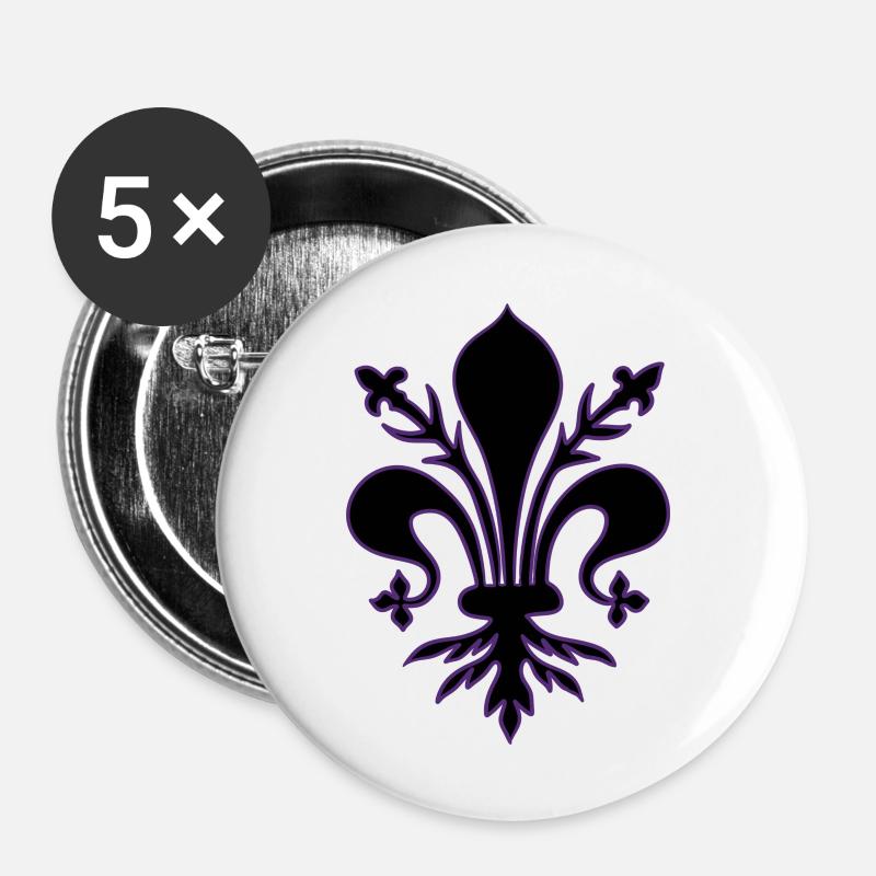 Black lily - Buttons large 2.2''/56 mm (5-pack) - white