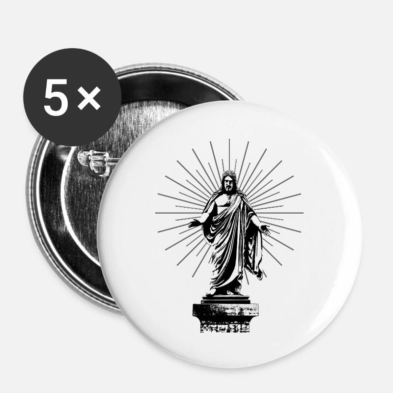 Jesus - Buttons large 2.2''/56 mm (5-pack) - white