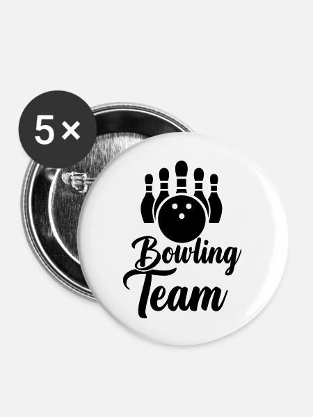 bowling team - Buttons groß 56 mm (5er Pack) - Weiß