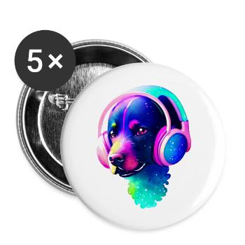 Labrador, propriétaire du chiot Labrador Retriever - Lot de 5 grands badges (56 mm) - blanc - Devant