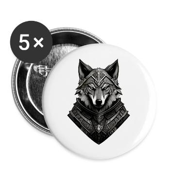 Wolf 5 Par Pr3vise - Lot de 5 grands badges (56 mm) - blanc - Devant