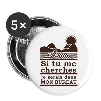 Humour Tracteur Cadeau homme femme Agriculteur - Lot de 5 grands badges (56 mm) - blanc - Devant