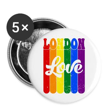 Embrace the Rainbow: London Pride Love! - Buttons large 2.2''/56 mm (5-pack) - white - Front