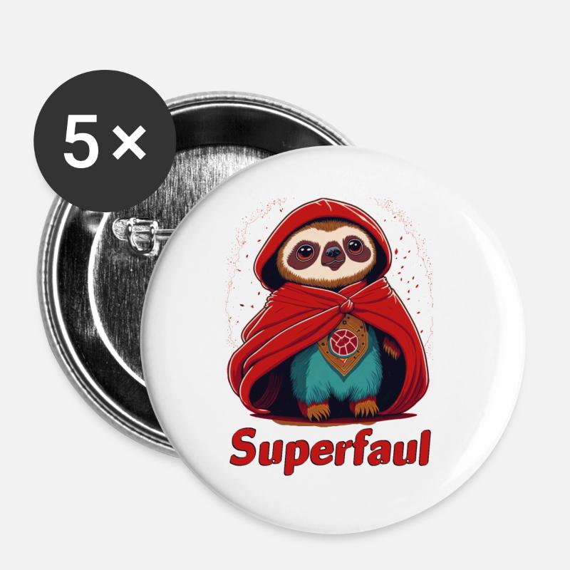 Superfaul - Buttons groß 56 mm (5er Pack) - Weiß