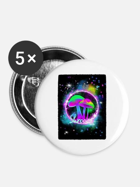 Shrooms - Buttons groß 56 mm (5er Pack) - Weiß