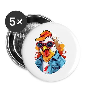 Zozo the rooster - Buttons large 2.2''/56 mm (5-pack) - white - Front