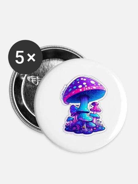 magic mushrooms - Buttons groß 56 mm (5er Pack) - Weiß