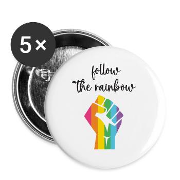 Mois de la fierté LGBT - Suivez l’arc-en-ciel - Lot de 5 grands badges (56 mm) - blanc - Devant