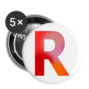 LETTER R - Buttons large 2.2''/56 mm (5-pack) - white - Front
