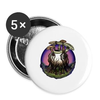 Shroomps Violett - Buttons groß 56 mm (5er Pack) - Weiß - Vorne