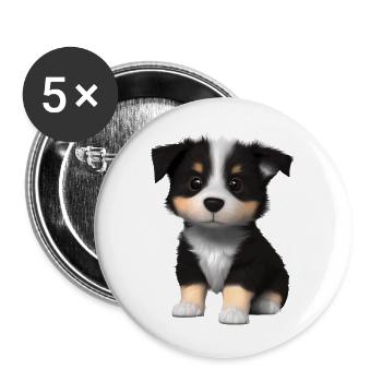 Puppy Australian Shepherd Dog Owner - Buttons large 2.2''/56 mm (5-pack) - white - Front