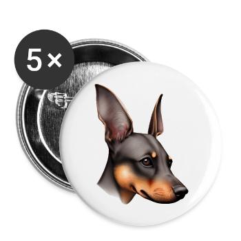 Doberman Doberman chiot chien Doberman dresseur - Lot de 5 grands badges (56 mm) - blanc - Devant