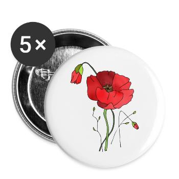 Blumen - Buttons groß 56 mm (5er Pack) - Weiß - Vorne