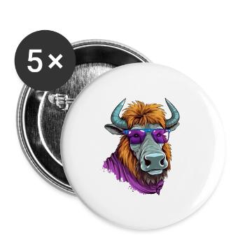 Jik le bison - Lot de 5 grands badges (56 mm) - blanc - Devant