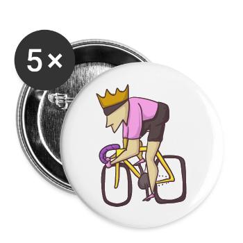 Rennrad King Radfahrer - Buttons groß 56 mm (5er Pack) - Weiß - Vorne
