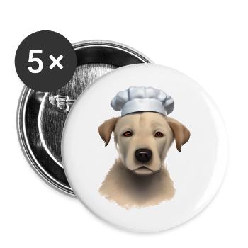 Puppy Cooking Golden Retriever Restaurateur Chiens - Lot de 5 grands badges (56 mm) - blanc - Devant