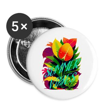 AMBIANCE ESTIVALE - Lot de 5 grands badges (56 mm) - blanc - Devant