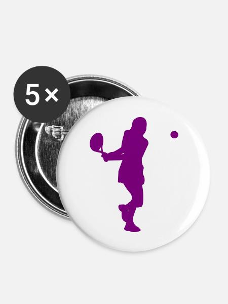 Padelspieler Silouhette - Buttons groß 56 mm (5er Pack) - Weiß