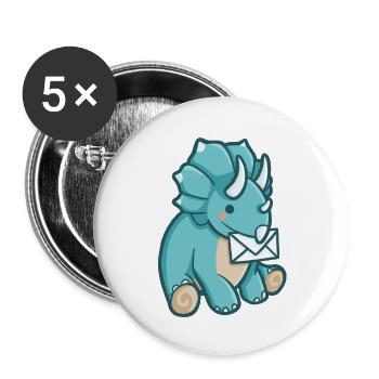 hugadino dino postman, cute dinosaur - Buttons large 2.2''/56 mm (5-pack) - white - Front