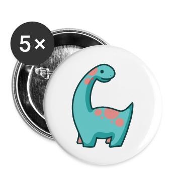 Hugadino chewing-gum Dino, mignon dinosaure - Lot de 5 grands badges (56 mm) - blanc - Devant
