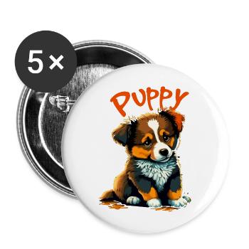 Puppy 1 Hundewelpe - Buttons large 2.2''/56 mm (5-pack) - white - Front