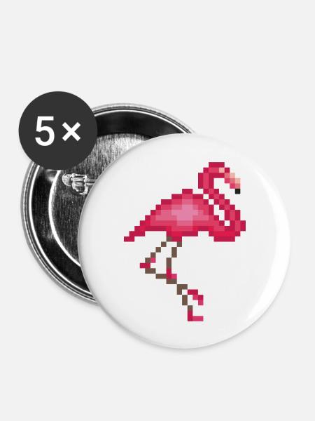 Flamingo - Buttons groß 56 mm (5er Pack) - Weiß
