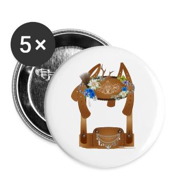 Costumes traditionnels richement décorés lederhosen illustration - Lot de 5 grands badges (56 mm) - blanc - Devant