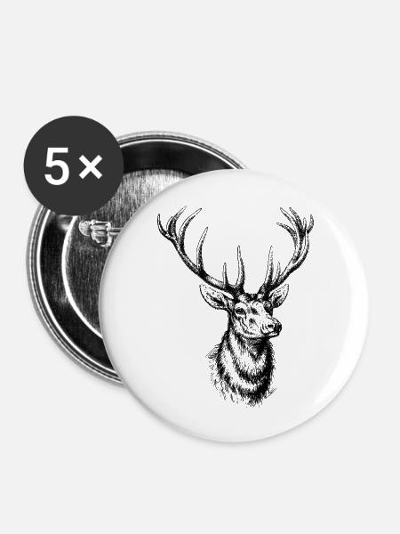 Wildtiere - Buttons groß 56 mm (5er Pack) - Weiß