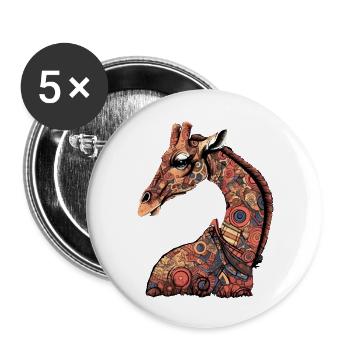 Minmi, die Giraffe - Buttons groß 56 mm (5er Pack) - Weiß - Vorne