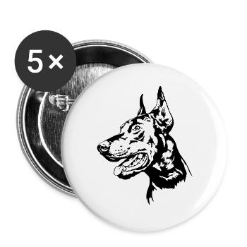 Doberman Chien Portrait Chiens Chien Sports Wilsigns - Lot de 5 grands badges (56 mm) - blanc - Devant