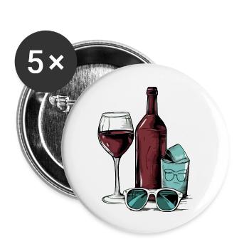 Bottle of wine and glasses n°2 - Buttons large 2.2''/56 mm (5-pack) - white - Front