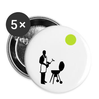 grillen sommer - Buttons groß 56 mm (5er Pack) - Weiß - Vorne