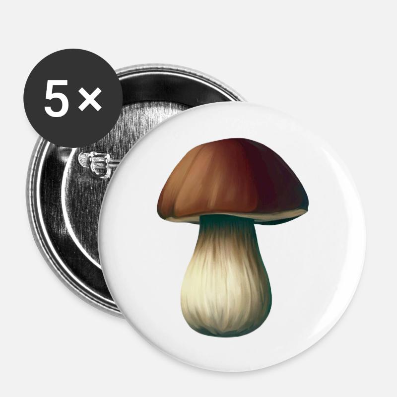mushroom boletus - Buttons large 2.2''/56 mm (5-pack) - white