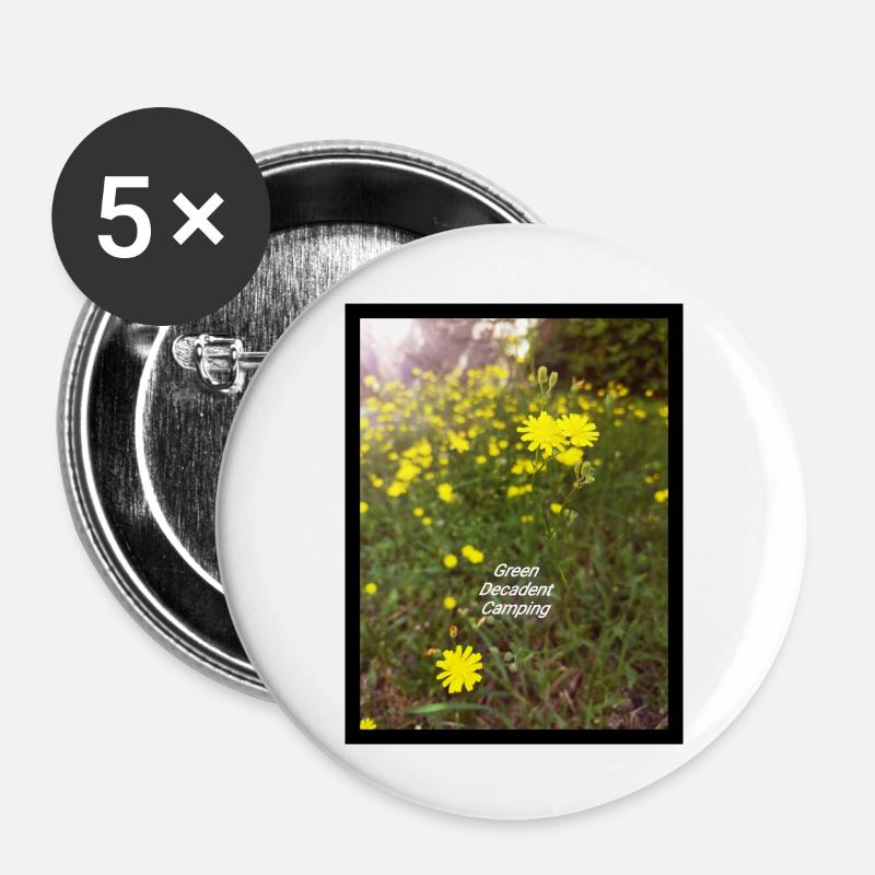 Green Decadent Camping - Buttons large 2.2''/56 mm (5-pack) - white