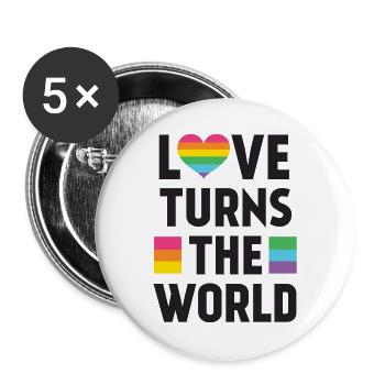 Mois de la fierté LGBT - L’amour tourne le monde - Lot de 5 grands badges (56 mm) - blanc - Devant