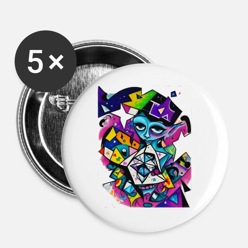 Graffiti - Buttons large 2.2''/56 mm (5-pack) - white