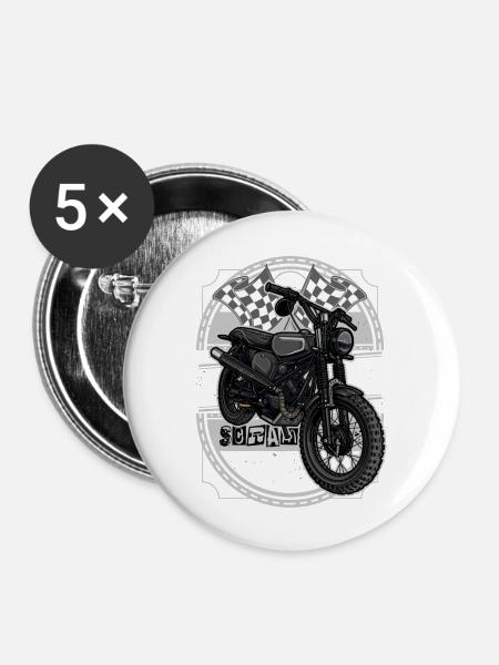 Schwalbe Scrambler // Illustration - Buttons groß 56 mm (5er Pack) - Weiß