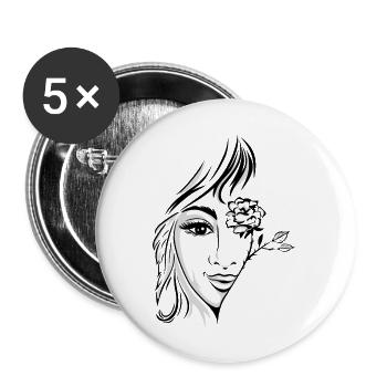 Blumige Stimmung - Buttons groß 56 mm (5er Pack) - Weiß - Vorne
