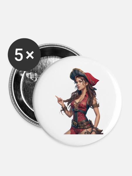 Anime - Buttons groß 56 mm (5er Pack) - Weiß